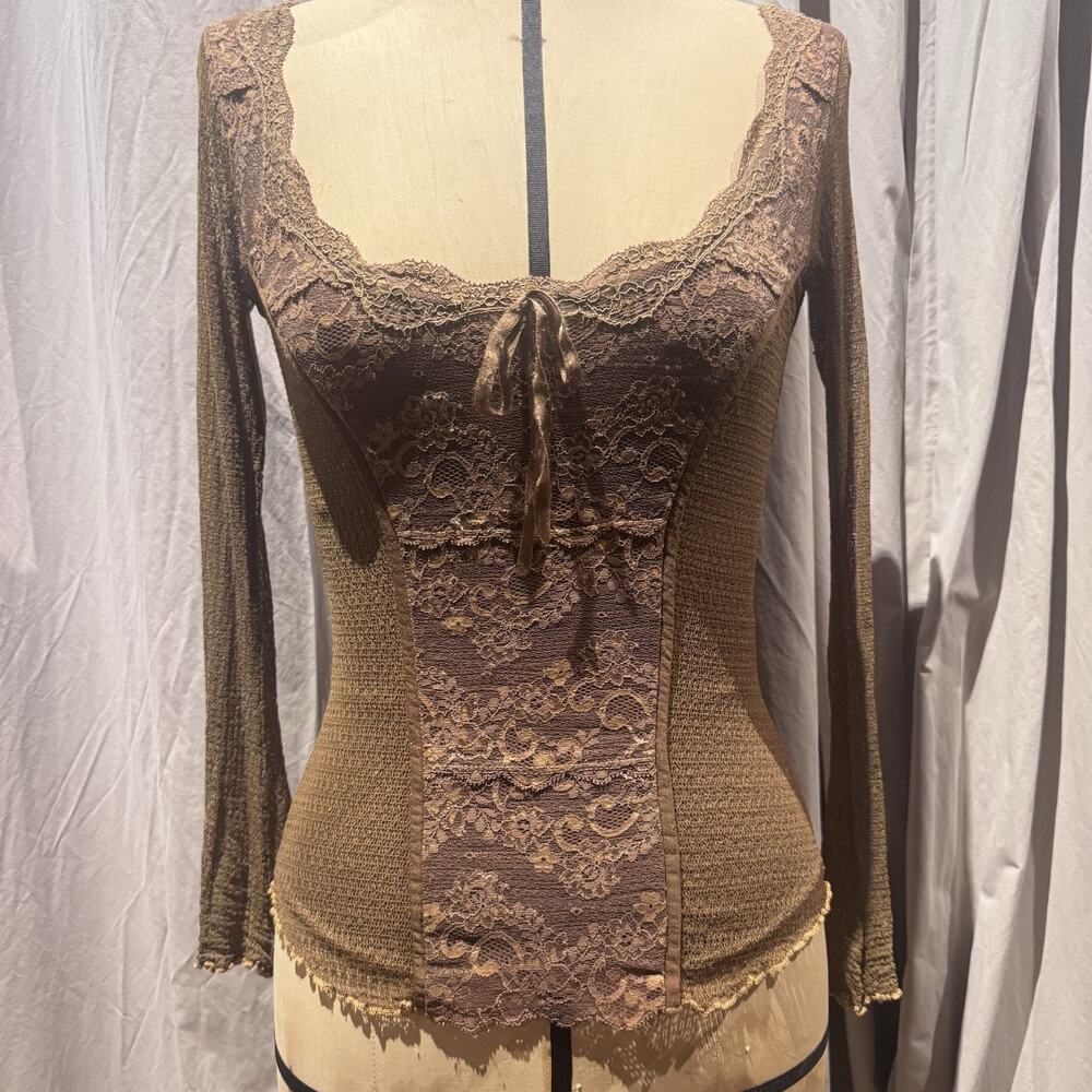 Rare Ann Ferriday VTG Deadstock Spider Mesh Lace Corset S/M